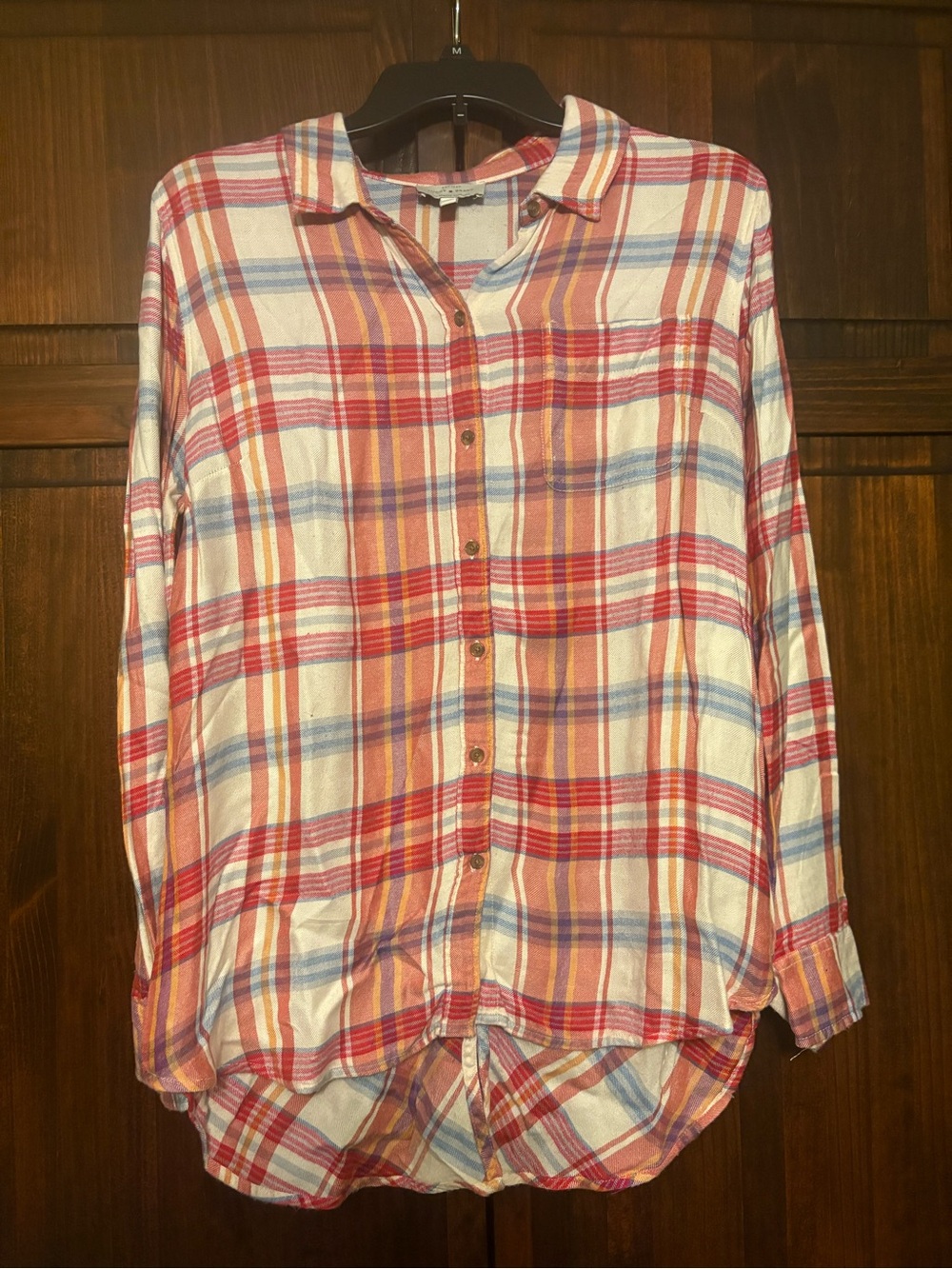 Lucky Brand Red, Blue & Cream Plaid Button-Up